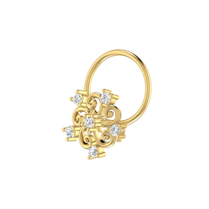 Piercing de nez en or 14 carats avec diamant rond brillant de 0,05 ct, forme de fleur, style ethnique, couleur HI, clarté VS-SI, classique et élégant pour femme - Product Image 4