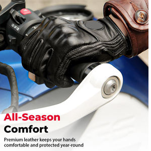 Guantes de Motocicleta de Cuero Genuino con Protección Reforzada, Antideslizantes para Conducción en Calle y Carretera, Aptos para Carreras Todoterreno - Product Image 4