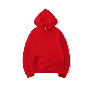 Sweat à capuche unisexe personnalisé avec logo, rouge uni, en molleton de coton, pour hommes et femmes, coupe oversize, style streetwear, couleur unie - Product Image 1