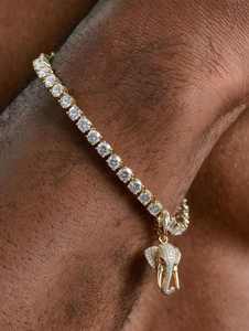 ZAWO HOUSE ZAWO-106 3mm Sterling Silver Plated VVS1 White Diamond Unisex Luxury Tennis Chain Bracelet for <b>Gift</b> - Product Image 4