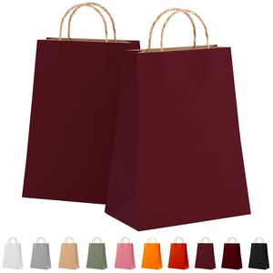 Confezione da 25 sacchetti per la spesa in carta Kraft GSM 150 riciclabile 8X4.75X10.5 pollici in corda sacchetti regalo di vino sacchetti Kraft - Product Image 1