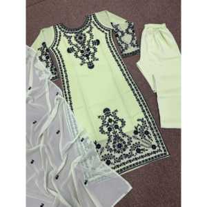 Conjunto de traje de fiesta de diseñador para mujer con parte inferior superior de Trabajo bordado pesado y Dupatta - Product Image 1