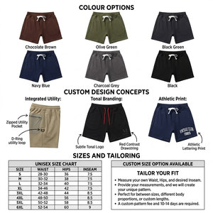 Fabricant OEM/ODM de shorts décontractés marron uni avec logo personnalisé – Vêtements de sport et de détente confortables en molleton - Product Image 5