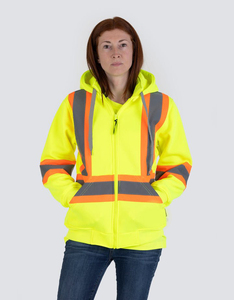 Sudadera con Capucha de Alta Visibilidad para Mujer, con Franjas Reflectantes Amarillas, Ropa de Trabajo de Poliéster, Sudadera de Seguridad Industrial para Trabajo Nocturno - Product Image 1