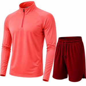 Men's Quarter-Zip Pullover Shorts <b>Set</b> Digital Printing 100% Polyester <b>Knitted</b> Breathable Quick Dry Casual - Product Image 3