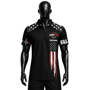 เสื้อโบว์ลิ่งผู้ชาย ORVO SPORTS แขนสั้น พิมพ์ลายแบบ Sublimation ผ้าเทอร์รี่ ระบายอากาศ แห้งเร็ว โพลีเอสเตอร์ 100% สีดำ - Product Image 5