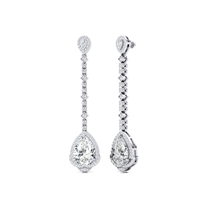 Boucles d'oreilles pendantes en or massif 14K 18K avec diamants de laboratoire taille poire, personnalisées, D VVS certifiées IGI, 4 carats au total, luxe - Product Image 5