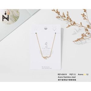 Collana alla Moda con Perline, Placcata in Oro, Design Zodiacale Leone, in Acciaio Inossidabile, Gioiello Unisex da Regalo - Product Image 3