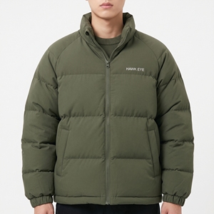 Men's Winter Stand Collar Puffer Jacket Slim Fit Cotton <b>Padded</b> Warm <b>Coat</b> Solid Color Casual Outerwear - Product Image 6