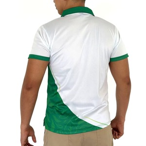 Nouveau T-shirt de sport CaPremium pour homme 2025 – Blanc et vert avec panneaux dynamiques à motif feuille ondulée – 100 % coton, sublimation, tricoté pour le golf - Product Image 5