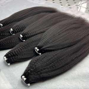 Extensions de cheveux crépus et raides à double tirage 100% cuticule alignée 8-40 pouces paquets de yaki non traités - Product Image 1