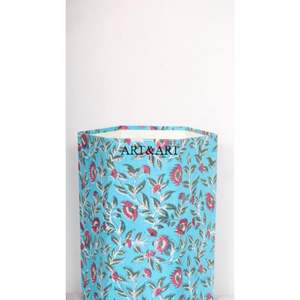 Cubo de basura indio hecho a mano para cocina, con tapa abierta, para papel y residuos, con estampado artesanal, para usar con tela de algodón. - Product Image 2