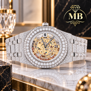 Montre MB de luxe pour homme à quartz avec diamants et moissanite, boîtier carré de 41 mm, bracelet en acier inoxydable, verre saphir, affichage analogique Citizen - Product Image 4