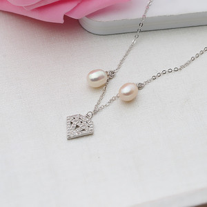 S925 Silver Diamond Shaped Necklace Bracelet <b>Set</b> Women's DIY Accessory with <b>Pearl</b> Semi-Finished Product Fashion <b>Jewelry</b> <b>Set</b> - Product Image 2