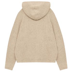 Sudadera con Capucha de Punto Bouclé para Hombre, Sudadera con Capucha Elegante y Cómoda con Bolsillo Delantero, Sudadera de Punto Premium en Color Piedra - Product Image 2