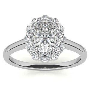 Oval Cut Moissanite Luxury Certified <b>Ring</b> 925 Sterling <b>Silver</b> White Gold Plated <b>Solitaire</b> Engagement Bridal Wedding Promise <b>Ring</b> - Product Image 1