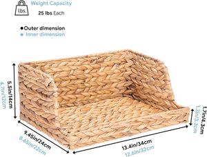 Two-Tier Woven Water Hyacinth <b>Storage</b> <b>Basket</b> <b>Large</b> Open Front Vegetable Fruit <b>Basket</b> Kitchen Counter Organizer OEM ODM - Product Image 2