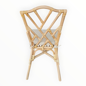 Silla de Comedor de Ratán Natural, Estilo Tradicional Moderno para Exteriores, con Cojín de Algodón Blanco, Patas de Madera, Muebles Ecológicos para el Hogar y Hoteles - Product Image 4