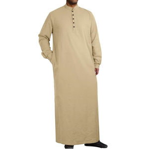 Túnica de Algodón Estilo Omaní, Ropa Musulmana, Jalabiya, Thawb Marroquí, Dubai, Jubba, Túnica Tradicional Árabe de Oriente Medio para Hombre - Product Image 1