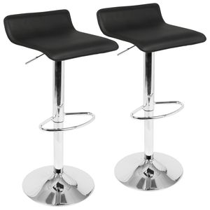 Set di 2 sgabelli da bar Ale Contemporary regolabili in pelle PU nera - Product Image 1