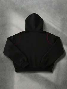 OEM Men Fashion Black <b>Rhinestone</b> Logo Hoodies <b>Jacket</b> Custom Colour Available Wholesale Men Zip Up Casual Contrast Piping Hoodies - Product Image 4