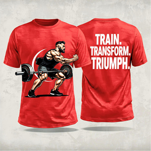 Camiseta Deportiva Roja para Hombre, Manga Corta, Diseño Gráfico Transform Triumph, Corte Holgado, 100% Algodón, Ropa Deportiva - Product Image 1