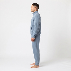 Conjunto de chándal de dos piezas para hombre, de tejido grueso, con cuello alto y media cremallera, pantalones de chándal de pierna ancha, estilo urbano, ropa personalizada - Product Image 4