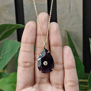 Nouveau design, bijoux tendance uniques et élégants, pierre précieuse hydro quartz, pendentif en zircon cubique en forme de larme, plaqué or 18 carats, cadeau pour elle - Product Image 6
