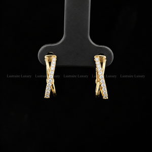 Pendientes de Aro con Diamantes de Moissanita Redondos de 0.23 CTW, Plata 925 Chapada en Oro, Aros Clásicos con Diamantes, Joyería Minimalista para Uso Diario, Regalo - Product Image 5