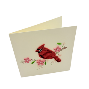 Handmade Quilling Card Cardinal Bird On Floral Branch Paper Art Home Decoration Quilled Card With <b>Envelope</b> - Product Image 3