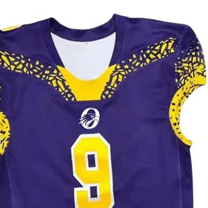 Uniforme de football américain violet et or, ensemble personnalisé de maillot et de pantalon de football, vêtements de sport légers pour équipe - Product Image 4