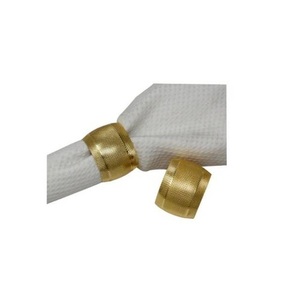Luxury Modern Gold Textured Pattern Aluminum Durable Customizable Napkin Ring Set Eco-Friendly Decorative <b>Table</b> Accessory - Product Image 2