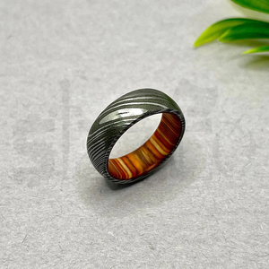 Hot Selling Handmade Wood Damascus Steel <b>Ring</b> for <b>Men</b> Women Wedding Band Fashion Party <b>Ring</b> Custom Latest Design OEM Supplier - Product Image 5