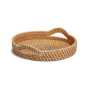 Handmade Woven Rattan Decorative Tray Oval Shape With Handle Bohemian Style Plant Fiber Craft For <b>Home</b> Decoration - Product Image 2