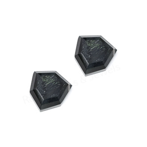 หินออบซิเดียนสีดำธรรมชาติ รูปทรงหกเหลี่ยม แบบตัดขั้นบันได ขัดเงาสูง ขนาด 12 มม. แบบหลังแบน สำหรับทำเครื่องประดับ จี้ แหวน - Product Image 2