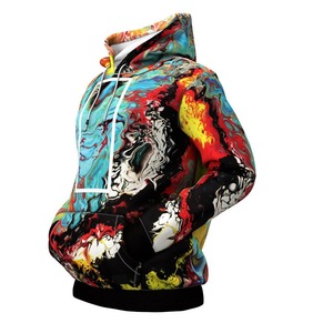 Sweat-shirt à capuche pour homme, imprimé abstrait coloré, coupe classique, tricoté en polyester, style automne - Product Image 4