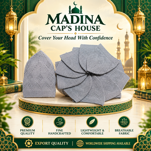 Premium Quality Islamic Prayer Hats <b>Men</b> Cotton Kufi Topi Taqiyah Hand Embroidery Adjustable Adults Ethnically Designed Mesh - Product Image 5
