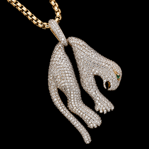 Pendentif animal panthère Hip Hop en argent sterling 925 avec diamants CVD brillants cultivés en laboratoire, bijoux fins - Product Image 6