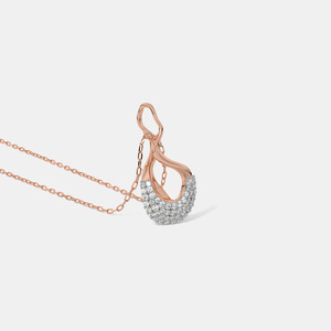 Collier pendentif en or rose 14 carats avec diamant cultivé en laboratoire en forme de flamme - Product Image 5