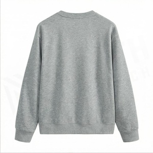 Sweat-shirt à col rond unisexe, coupe classique, gris uni, tricoté, pull décontracté pour l'automne - Product Image 2