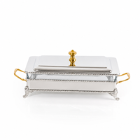 Plat à chafing rectangulaire de luxe en acier inoxydable avec couvercle, chauffe-plat élégant pour buffet, restauration et hôtels.