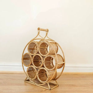Natural Rattan Wine Rack For <b>Kitchen</b> Counter Display And Convenient <b>Storage</b> Of Favorite Wine Bottles At Home - Product Image 1