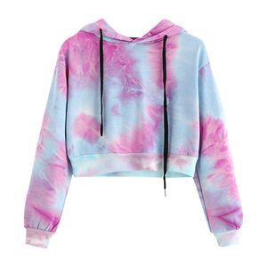 Sweat-shirt à capuche pour femme, 100% coton, écologique, séchage rapide, respirant, manches longues, col en V profond, coupe courte - Product Image 1