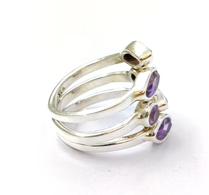 Multi-Marquise Cut Amethyst <b>925</b> <b>Silver</b> <b>Ring</b> (7.9 Grams) For Women Luxury Jewelry Engagement Anniversary Gift - Product Image 3