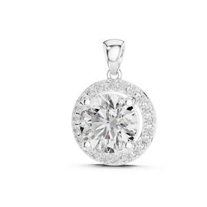 Colgante de Diamante Redondo Cultivado en Laboratorio en Oro Blanco de 18K para Compromiso |   Diamante Cultivado Nuevo - Product Image 1
