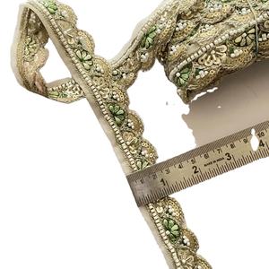 Nuevo Encaje Bordado con Cuentas de Flores Tradicionales, 100% Poliéster, para Prendas y Textiles para el Hogar, Ofertas al por Mayor - Product Image 1