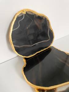 Customized Hot Selling Natural Black <b>Agate</b> <b>Coaster</b> Slice With Gold Trim Gemstone <b>Agate</b> Slice Tea <b>Coaster</b> For Hotel Restaurant UO - Product Image 5