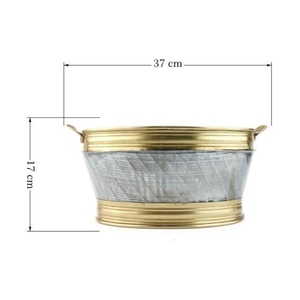 Antique Galvanized Zinc Beverage Tub With Gold Rim And Base Handles Dual Tone Modern Party Wine, <b>Beer</b> For Wedding & Party Serve - Product Image 2