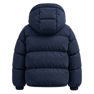 Veste matelassée à capuche unisexe bleu marine, manteau d'hiver chaud à fermeture éclair, streetwear d'extérieur, vêtements personnalisés à marque privée, OEM ODM - Product Image 2