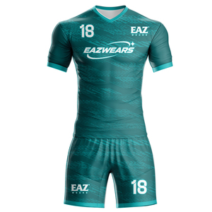 ชุดฟุตบอลกางเกงขาสั้นเสื้อเจอร์ซีย์แห้งเร็วระบายอากาศได้ดีชุดแข่งขันฟุตบอลออกแบบได้ตามต้องการ - Product Image 1